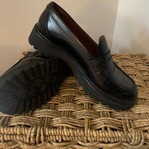 Reformation  Chunky Black Leather Loafers